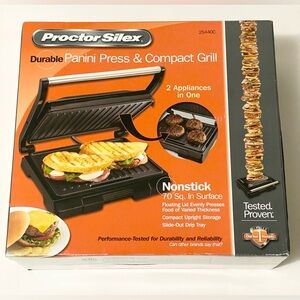Procter Silex Panini Press & Compact Grill New in Box
